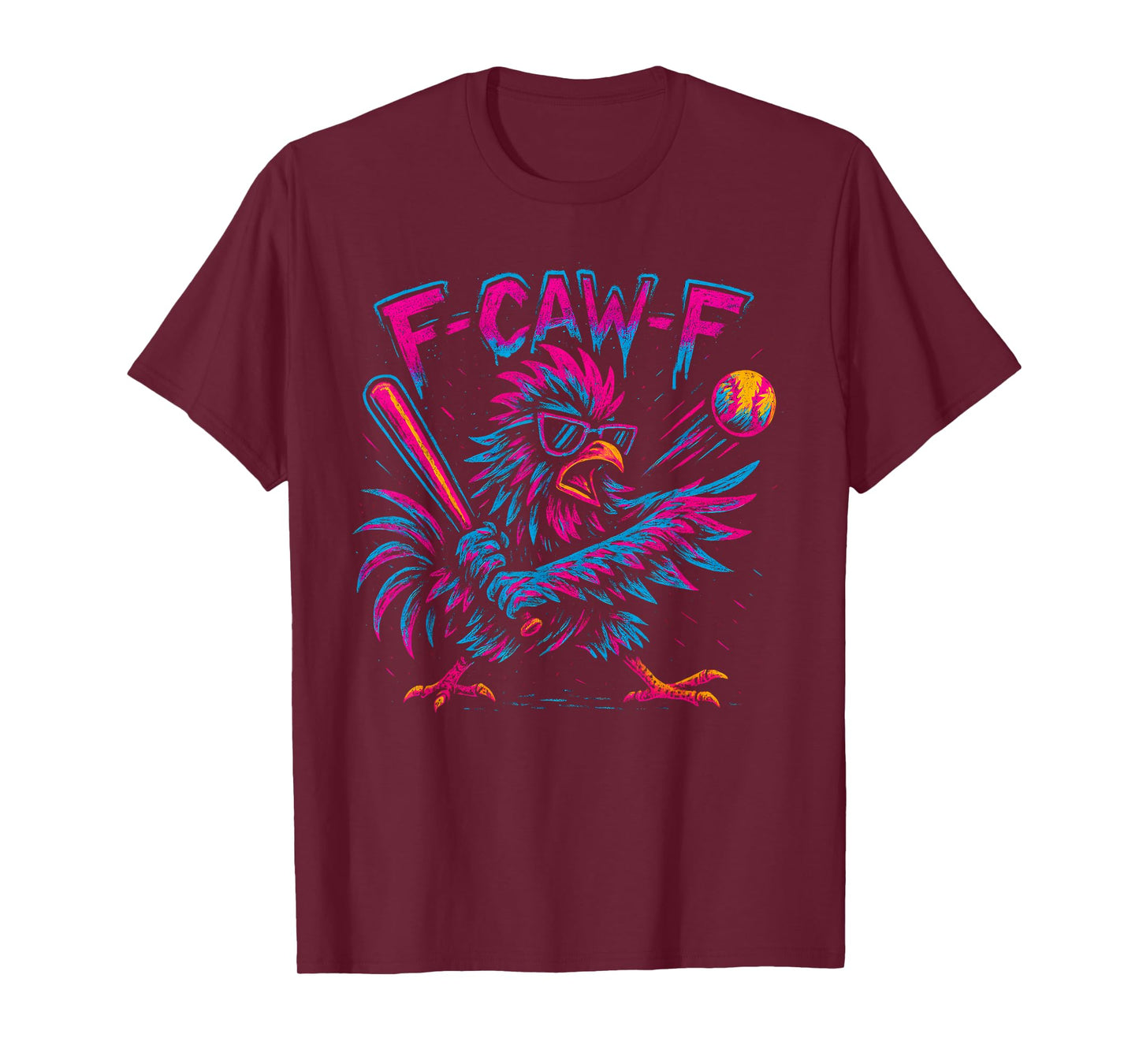 Baseball F Caw F Rooster Funny F Awk F Chicken F-Caw-F Chick T-Shirt