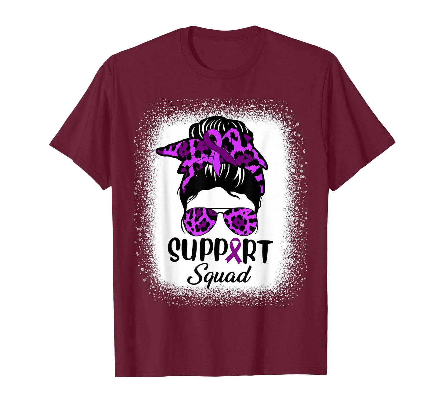 Support Pancreatic Cancer Awareness Messy Bun Ribbon Purple T-Shirt