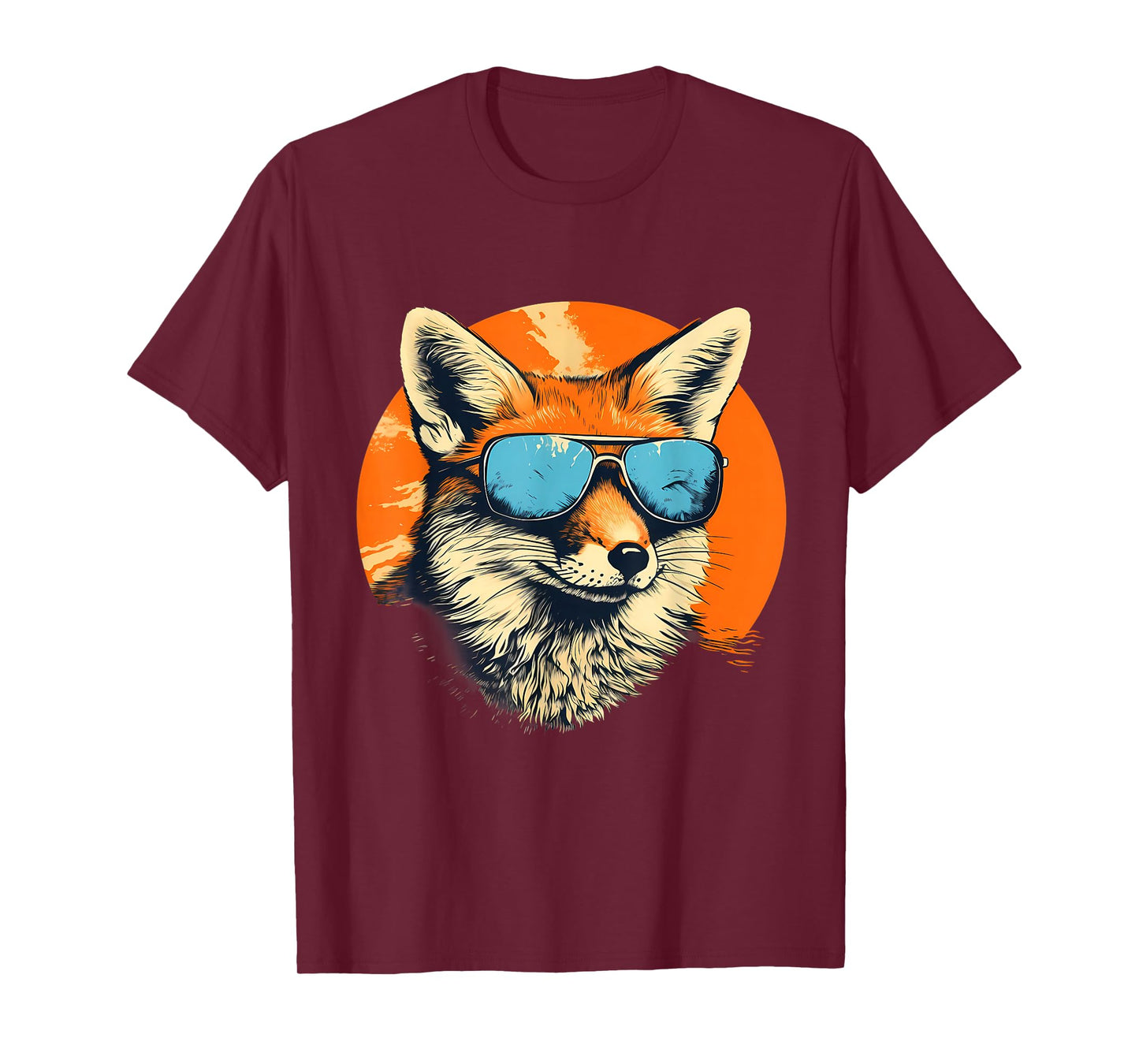 Fox Sunglasses Portrait Colorful Artwork Wildlife Animal Art T-Shirt