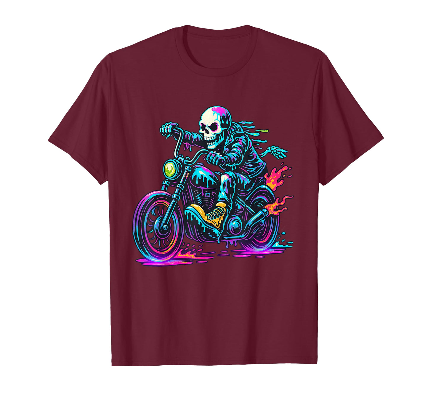 Skeleton Biker Drip Motocycle Rider Ice Cream Drip T-Shirt