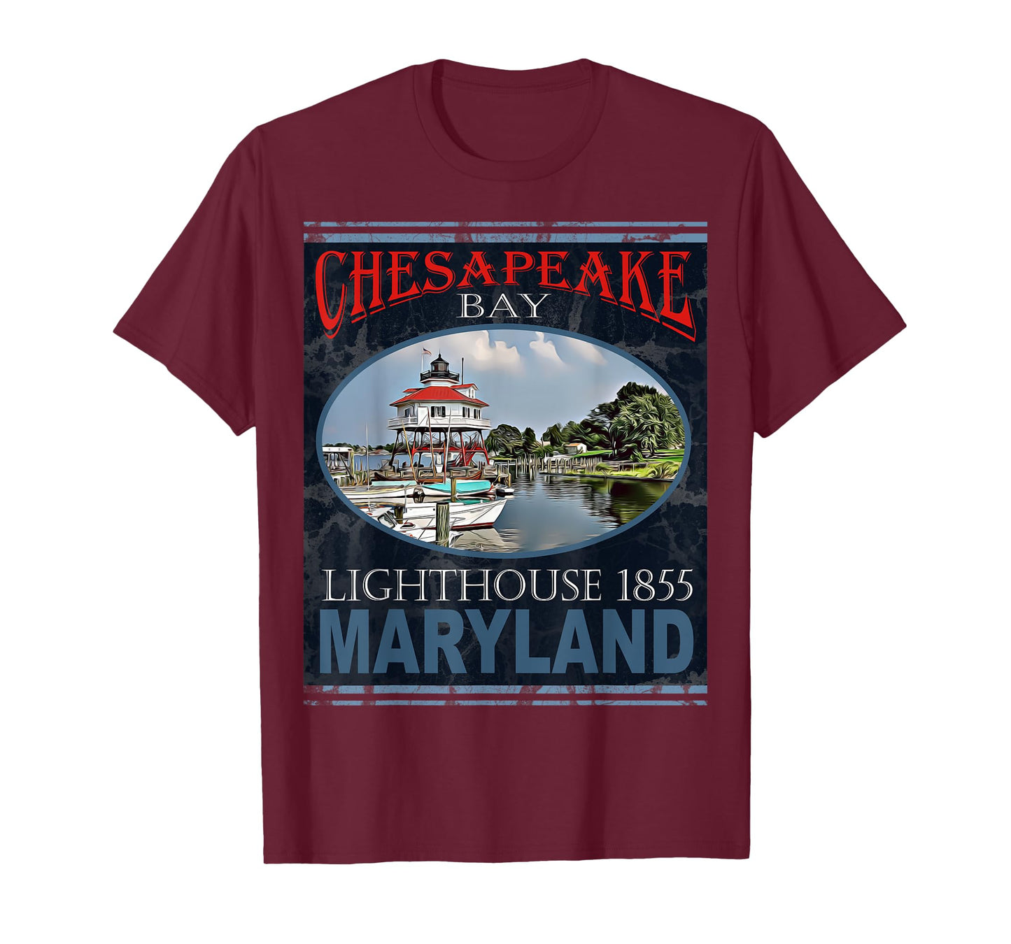 Chesapeake Bay Lighthouse Maryland 1855 Design T-Shirt
