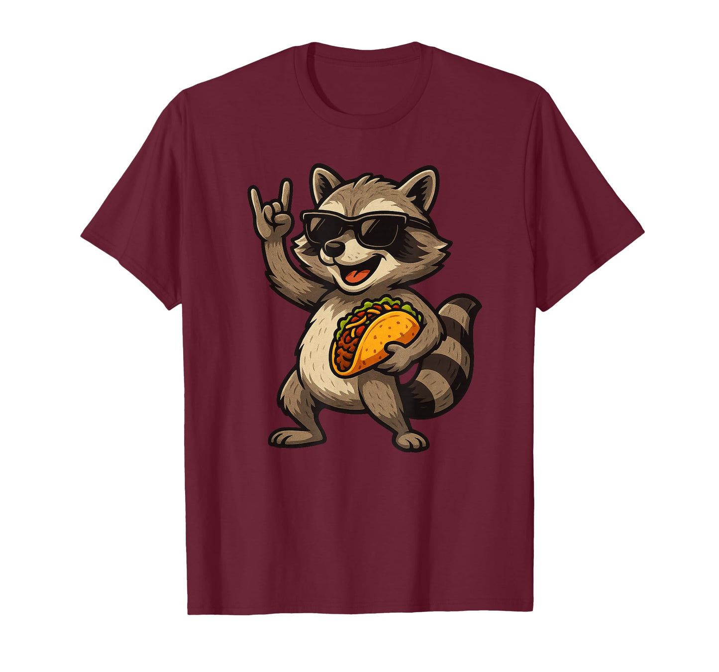 Retro Taco Day Raccoon Rock Music Cinco de Mayo for Kids T-Shirt