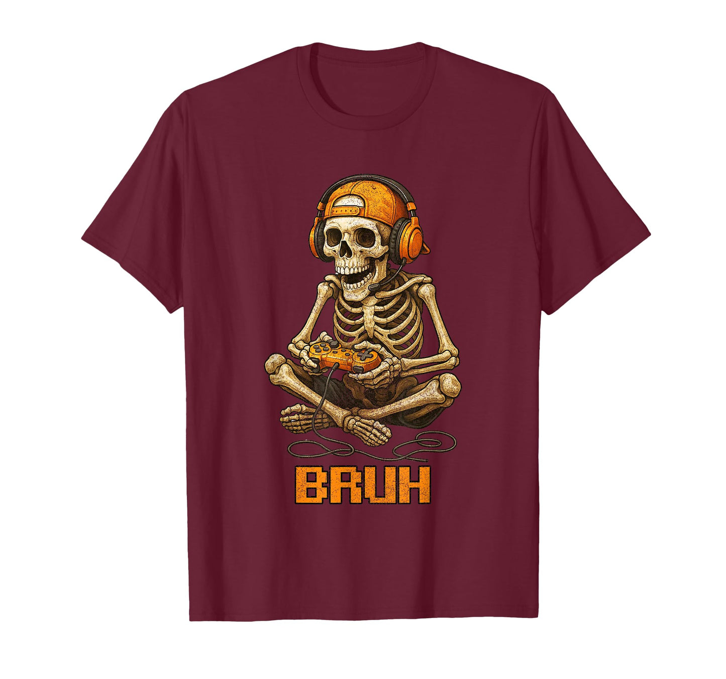 Halloween Skeleton Gamer Video Gaming Funny Skeleton Bruh T-Shirt