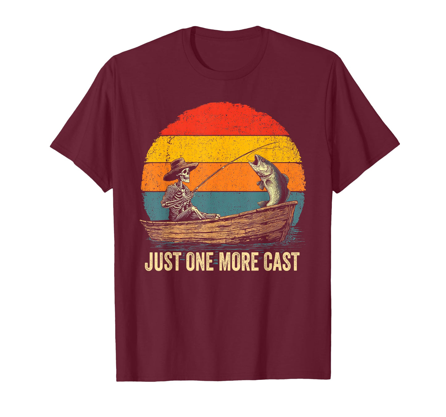 Funny Retro Fishing Skeleton Fish T-Shirt