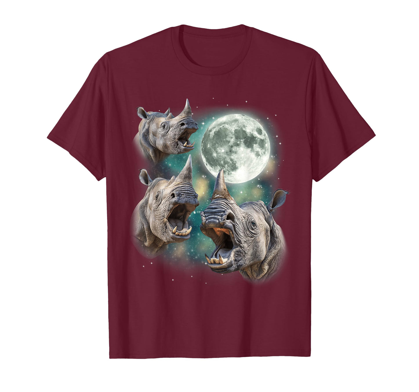 Three Rhino Moon | 3 Howling Rhinos Safari Animal Parody T-Shirt