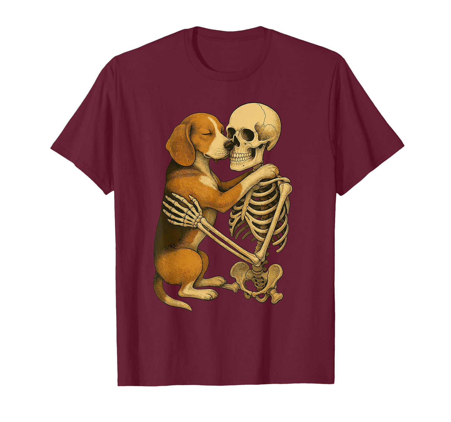 Skeleton Hugging Beagle T-Shirt
