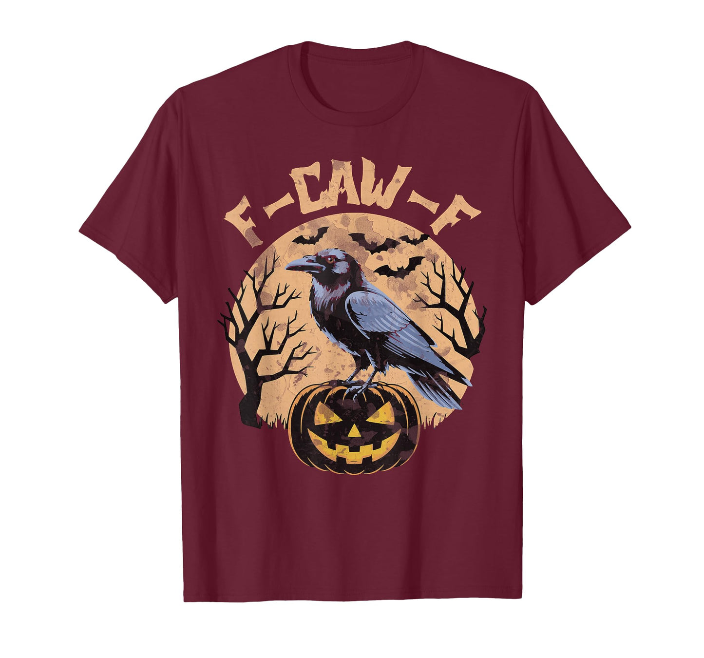Black Crow F-Caw-F Funny Black Bird Moon Halloween Men Women T-Shirt