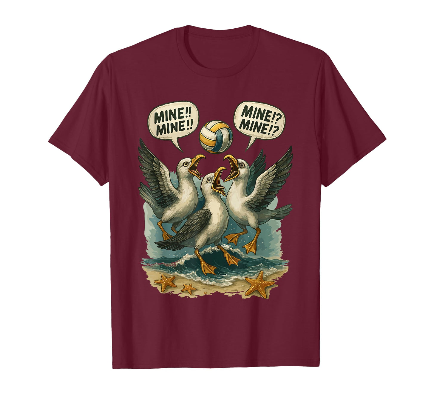 Volleyball Costume for Girls Women, Volleyball Seagull Mine T-Shirt - T-Shirt | Maroon