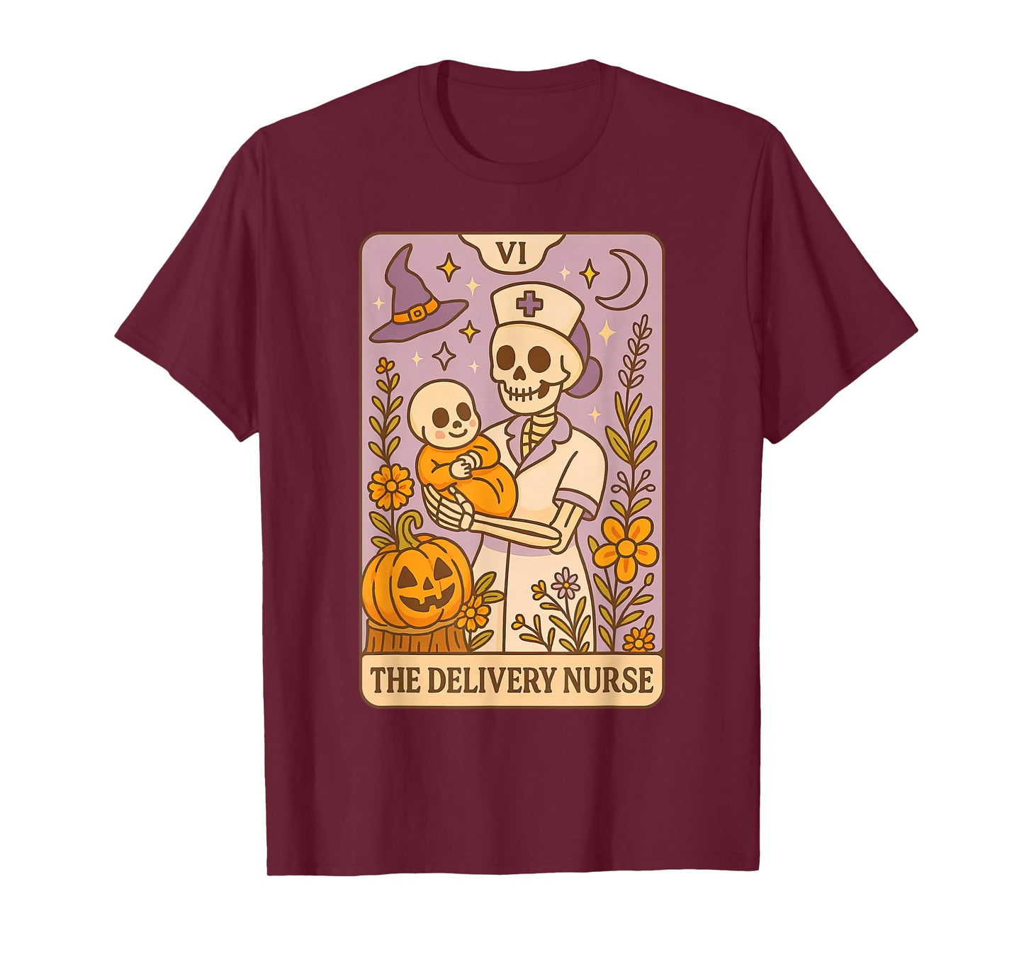 Labor & Delivery Nurse Tarot Card Halloween Skeleton Witchy T-Shirt