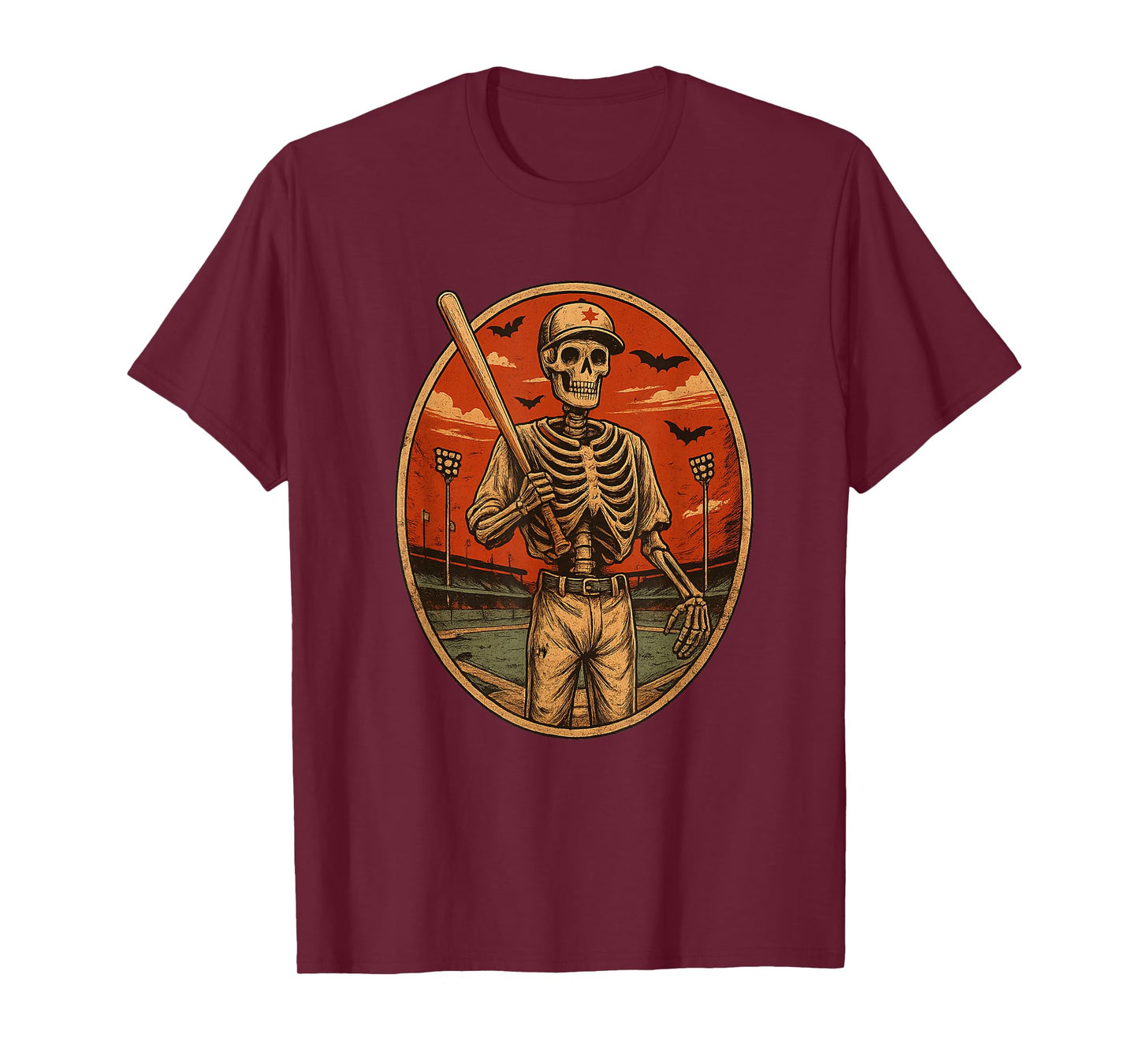 Spooky Vintage Baseball Skeleton Shirt Creepy Halloween Tee T-Shirt