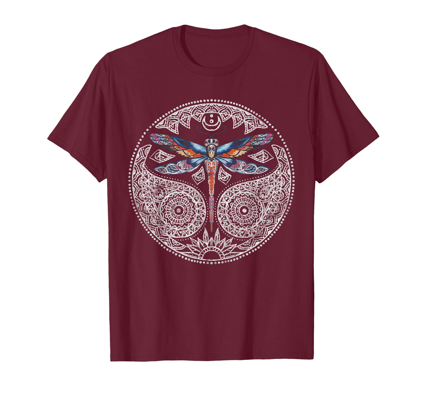 Magical Colorful Dragonfly Tribal Mandala T-Shirt