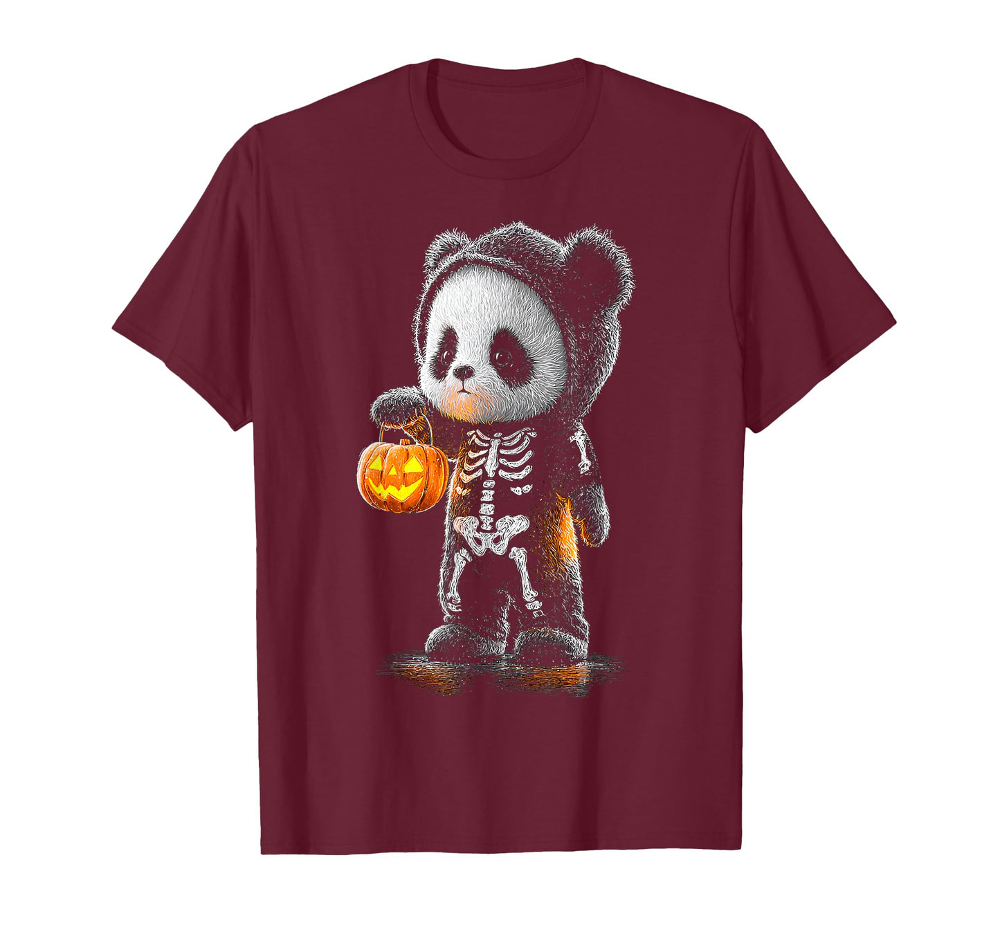 Halloween Panda Skeleton Pumpkin Drawing Animal Halloween T-Shirt