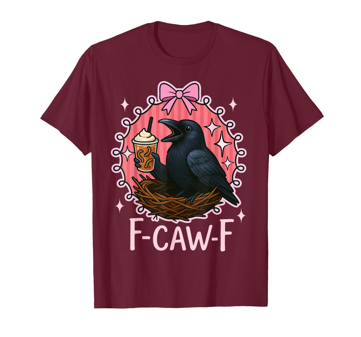 Funny Bird Raven F-CAW-F Humor Halloween Fall Meme Viral T-Shirt