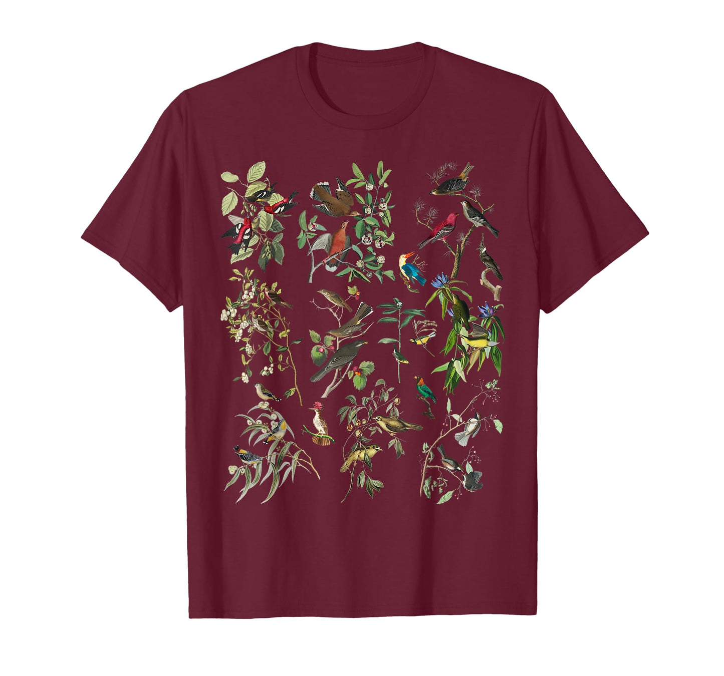 Bird Illustration Nature Birding Botanical Vintage Bird Art T-Shirt