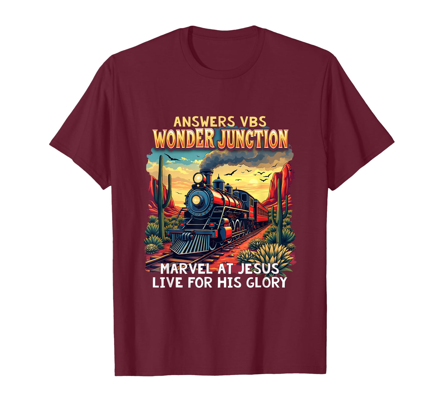 Christian Camp VBS 2025 Wonder His Glory Junction Train T-Shirt