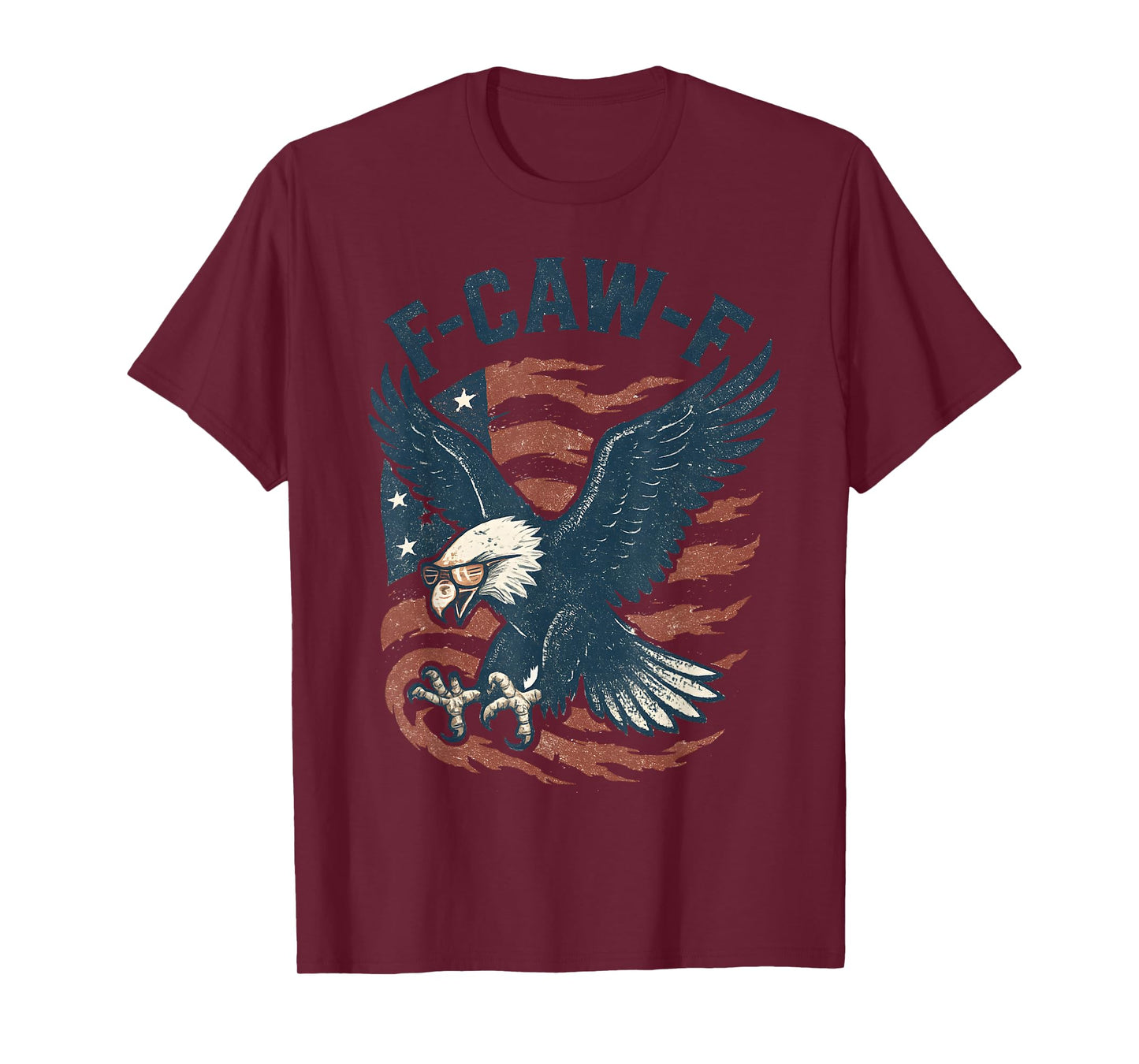 Funny F CAW F Bald Eagle American Flag Red White and Blue T-Shirt