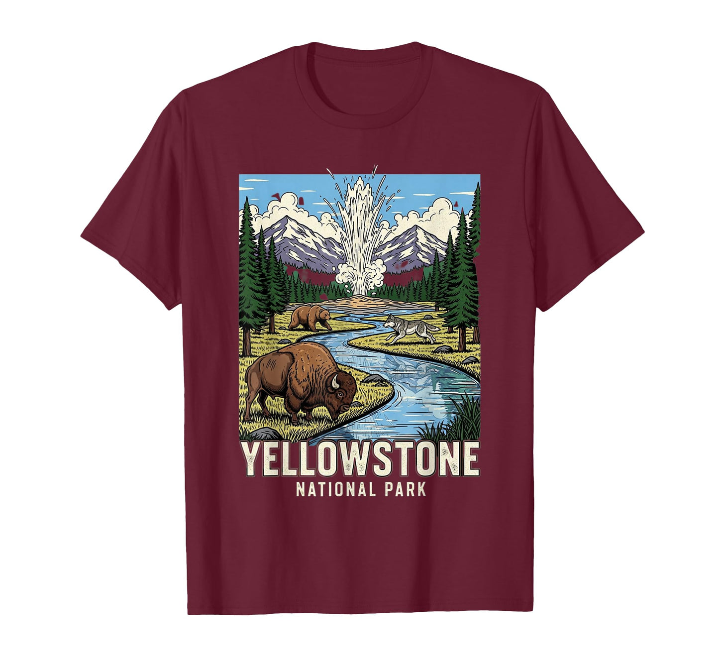 Yellowstone National Park Wildlife Scene Souvenir T-Shirt