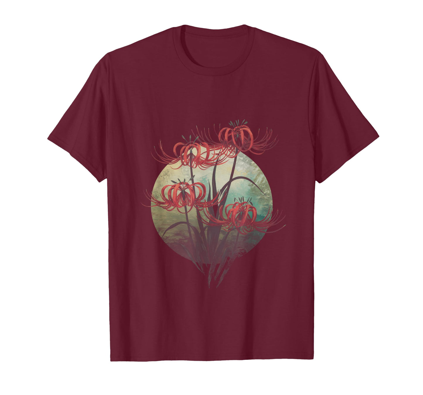 Japanese Spider Lilies design Red flowers T-Shirt