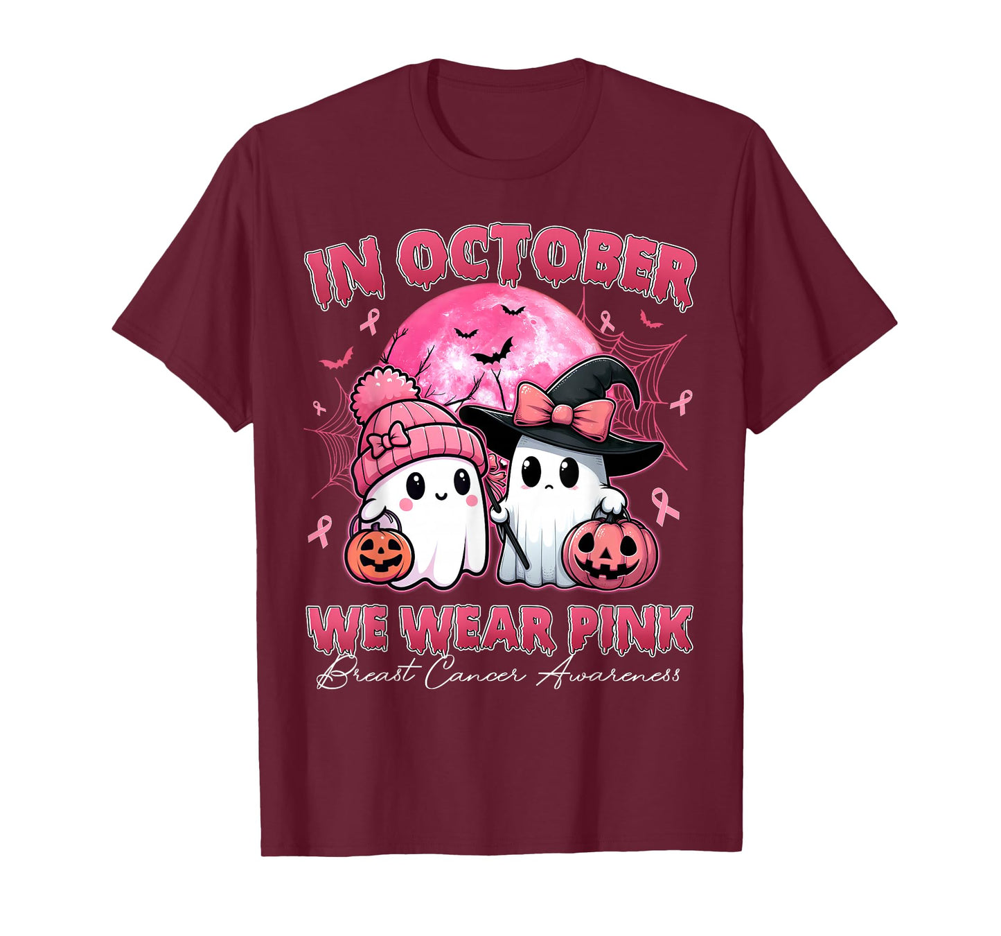 Breast Cancer Shirts Women Halloween October Wear Pink T-Shirt