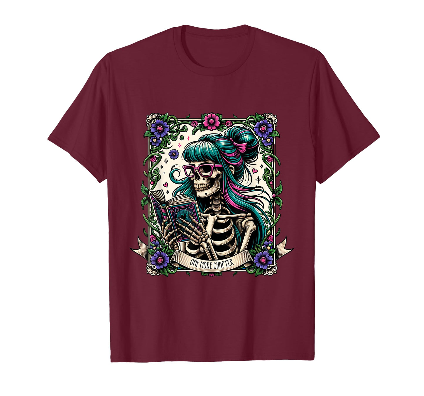 One More Chapter Skeleton Reading Tarot Design T-Shirt