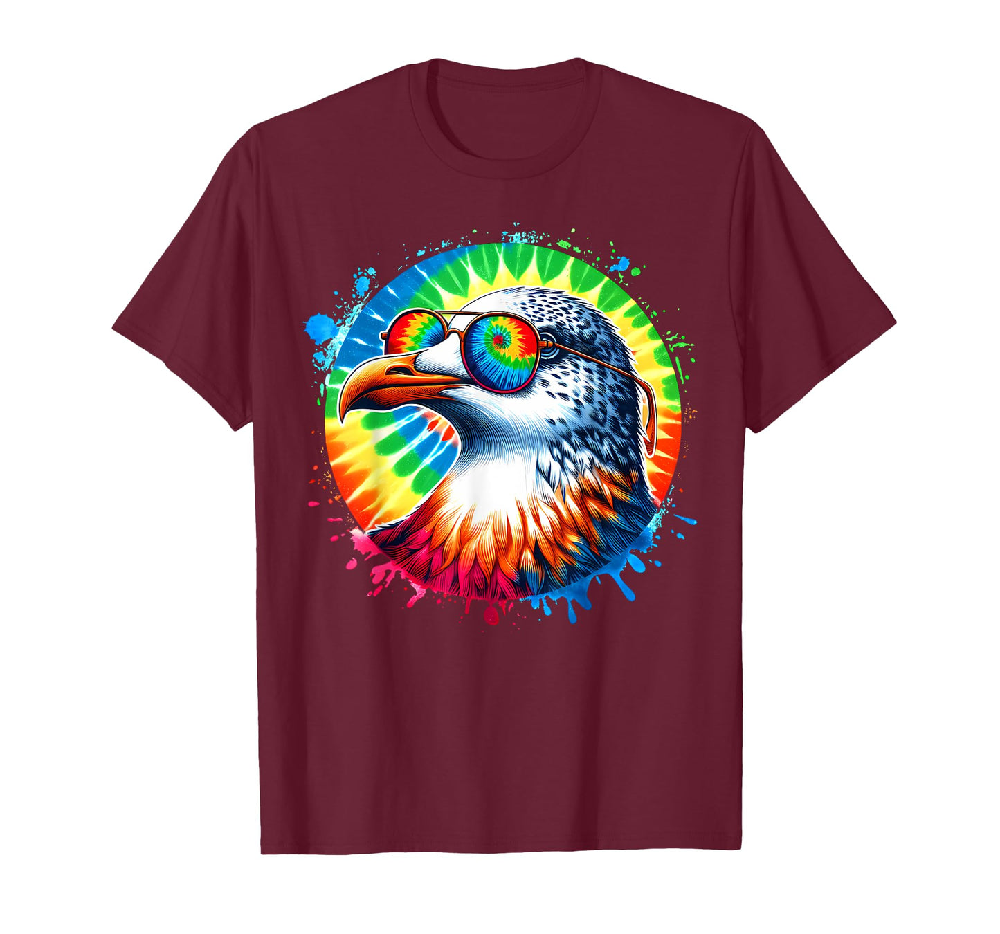Cool Tie Dye Seagull Sunglasses Bird Illustration Art T-Shirt