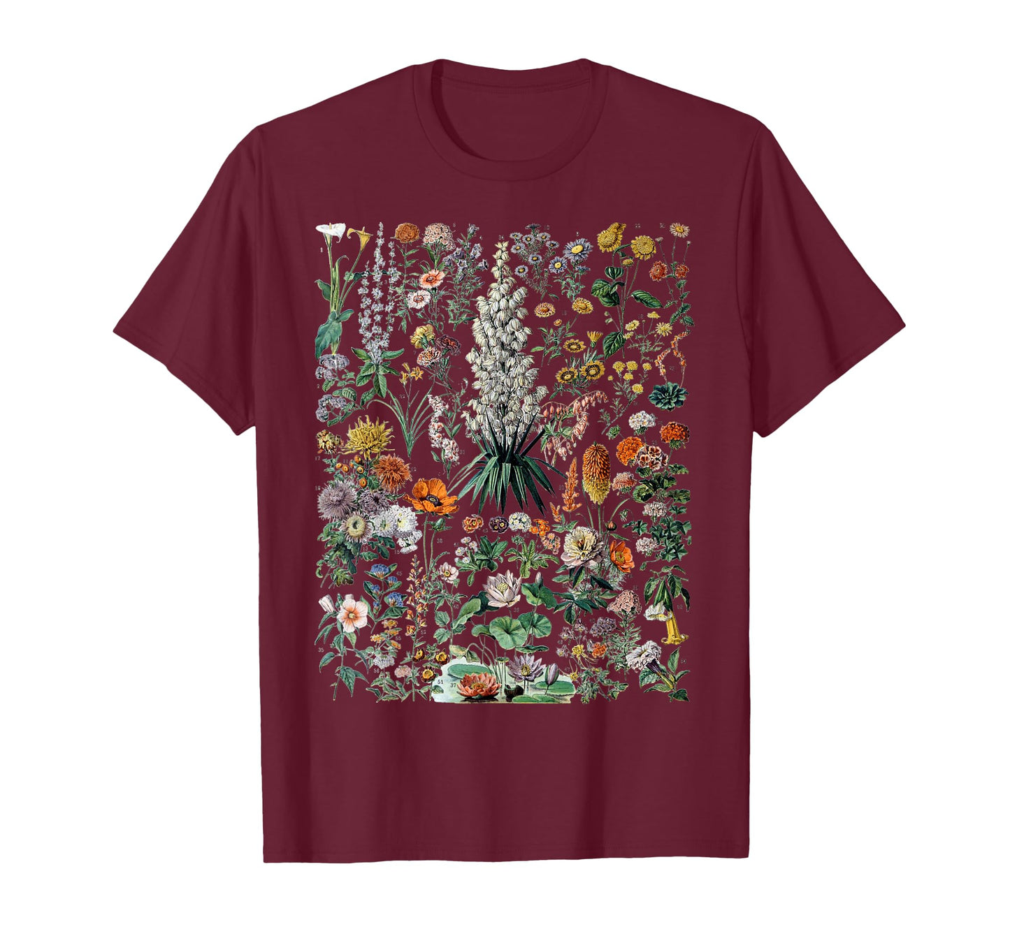 Vintage Poster Print Flower Plants Botanical Chart Garden T-Shirt