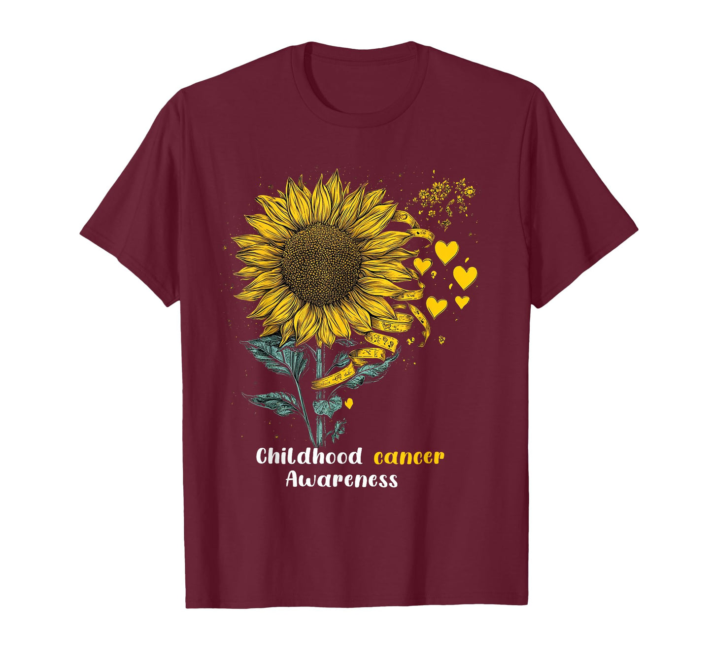 Childhood Cancer Awareness Yellow Sunflower Ribbon gifts T-Shirt