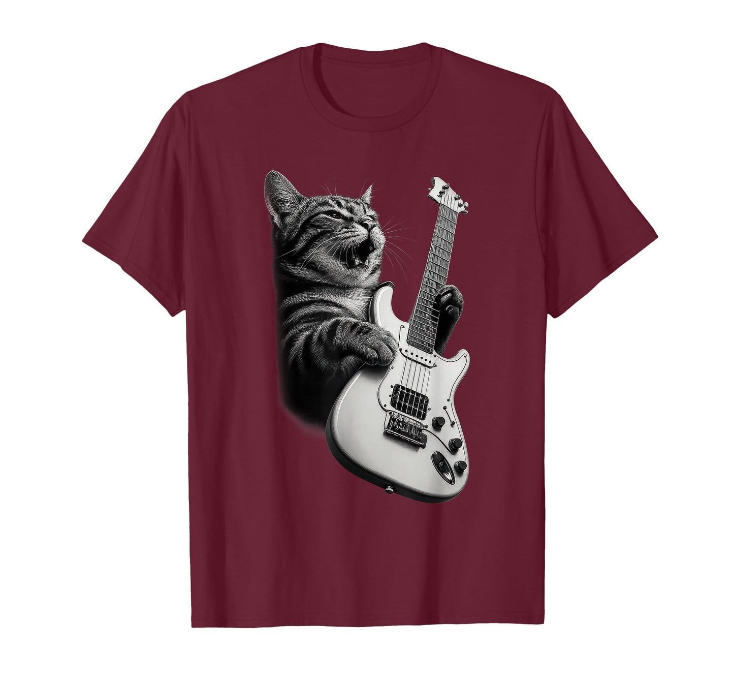 Rock Cat Playing Guitar - Funny Guitar Cat T Shirt T-Shirt