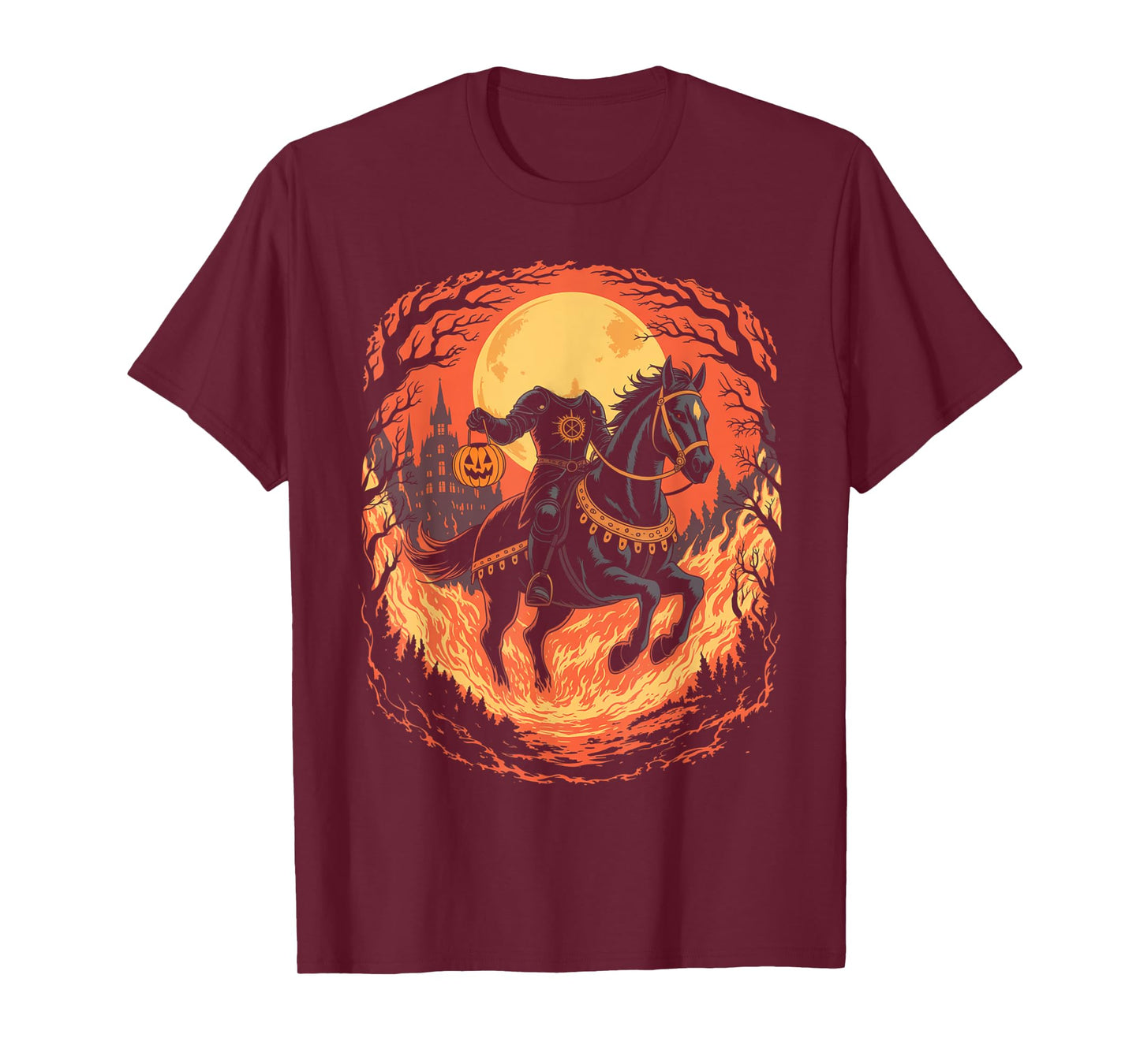Scary Pumpkin Headless Horseman Halloween T-Shirt