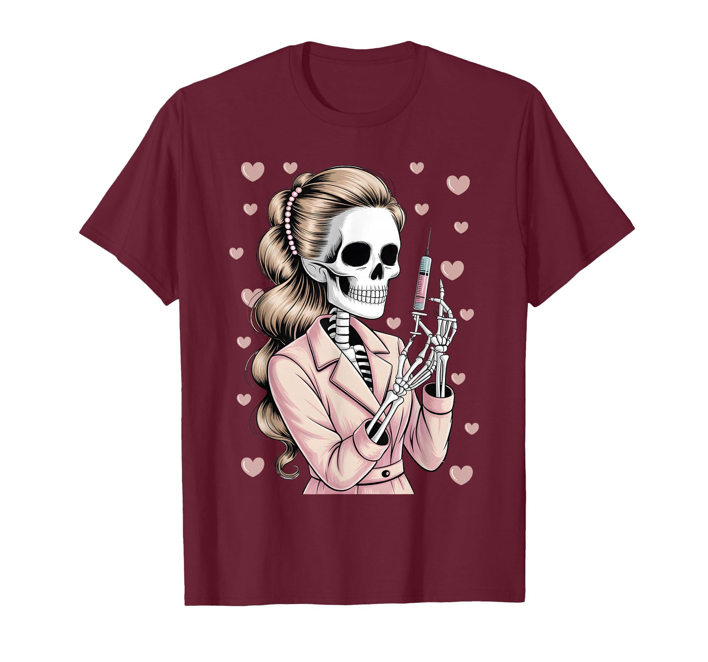 Halloween Skeleton Aesthetician with Syringe T-Shirt