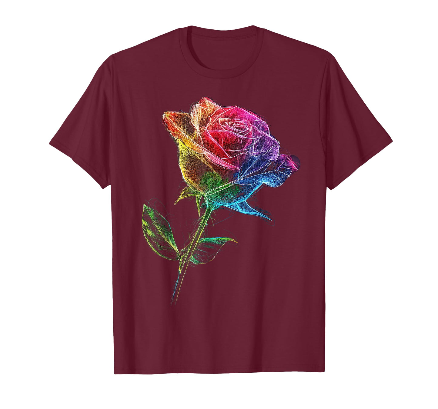 Rose Colorful Drawing Nature Art Graphic Rose T-Shirt