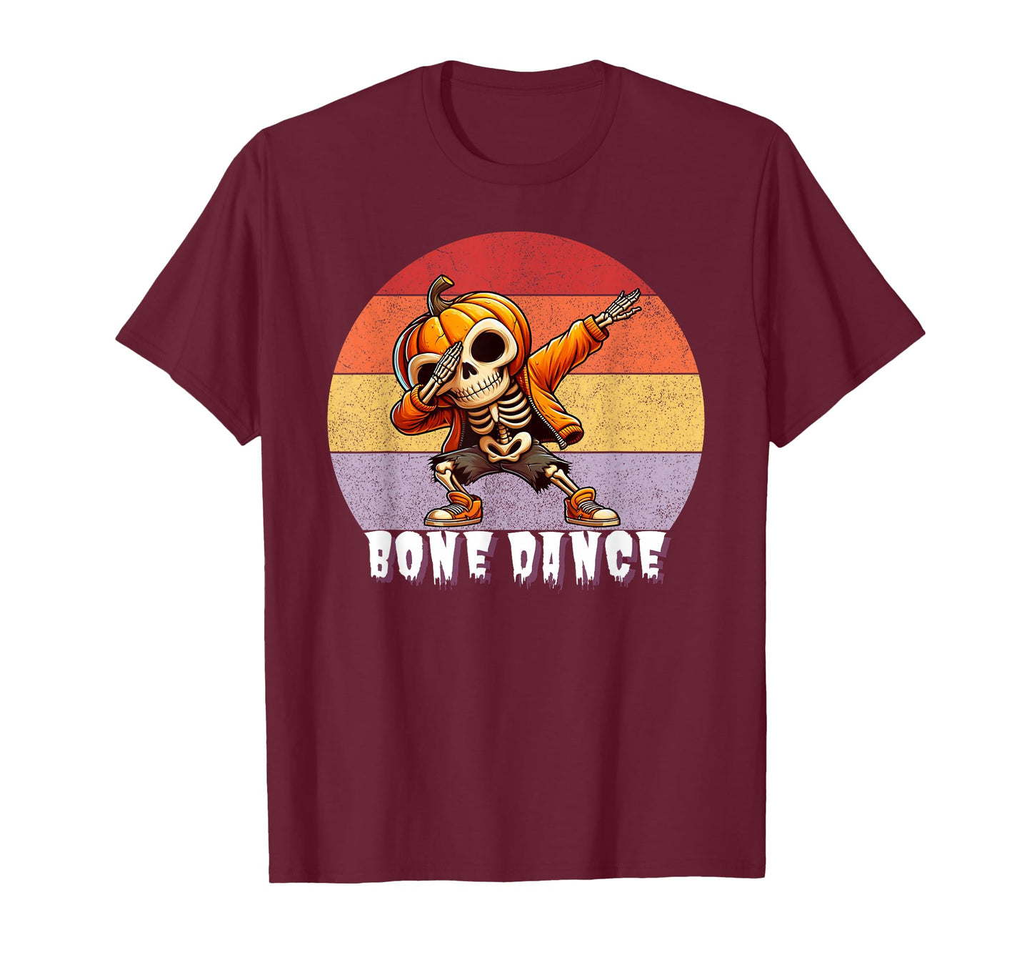 Vintage Funny Dabbing Skeleton Pumpkin Halloween T-Shirt