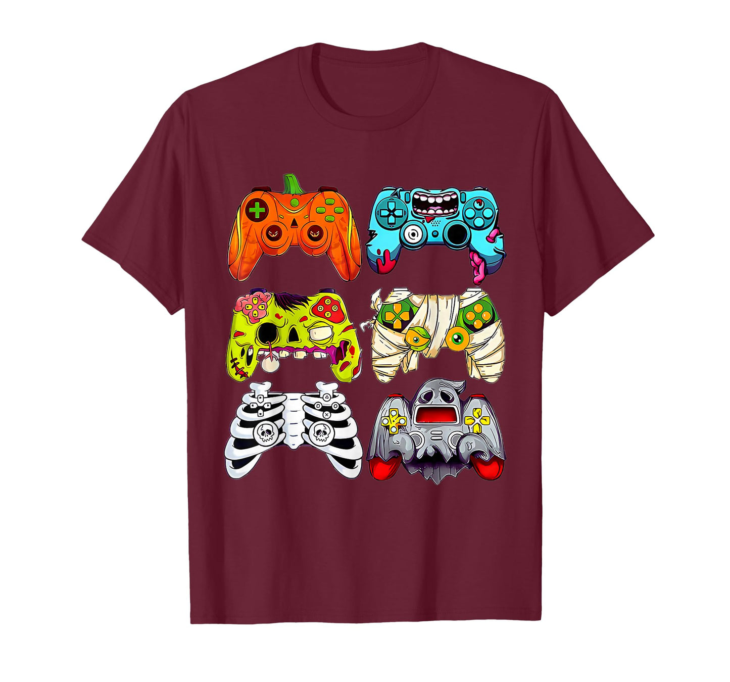 Halloween Skeleton Zombie Game Controllers Mummy Ghost Gamer T-Shirt