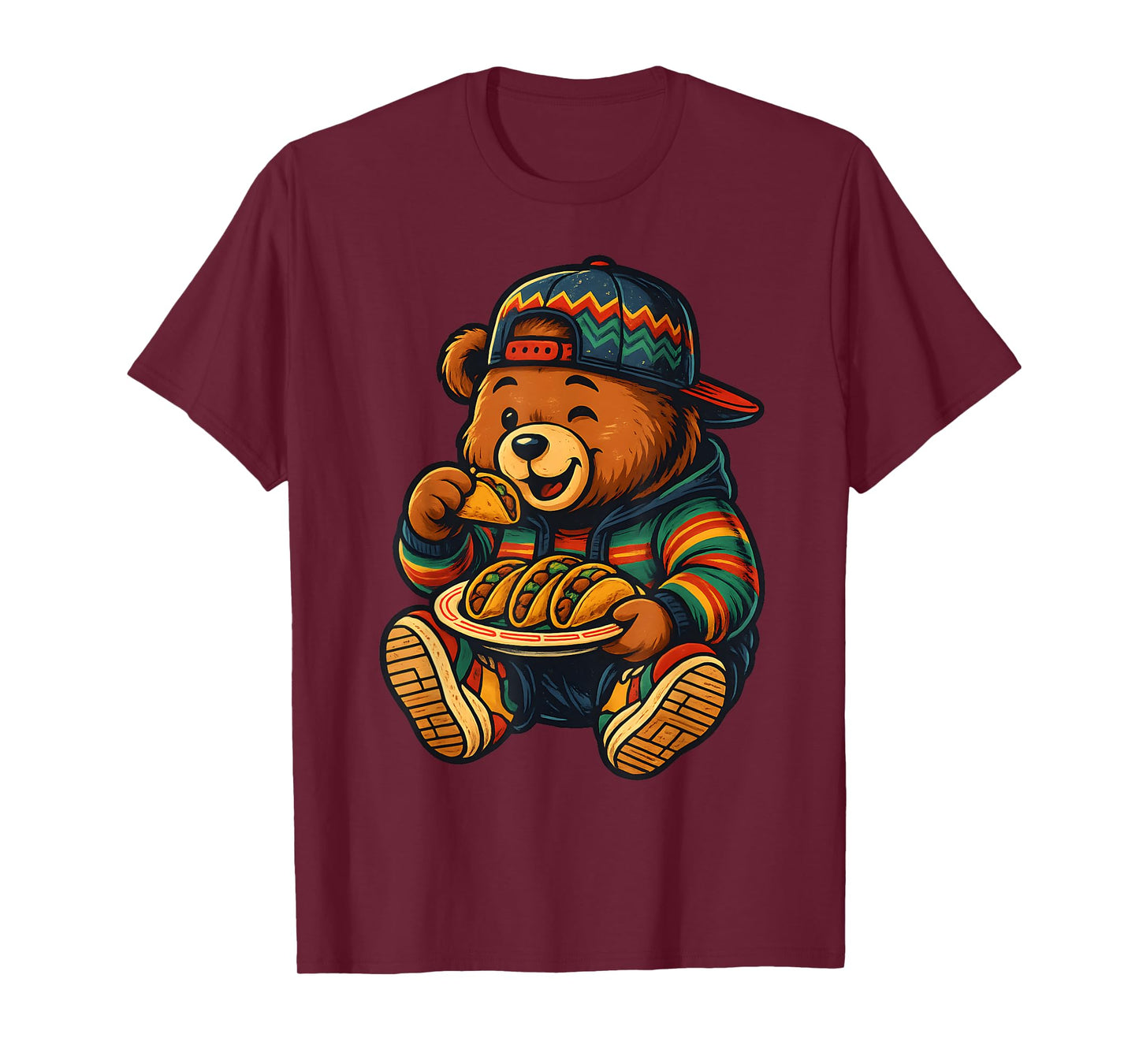 Hip Hop Teddy Bear Eating Tacos Mexican Baja Latin American T-Shirt