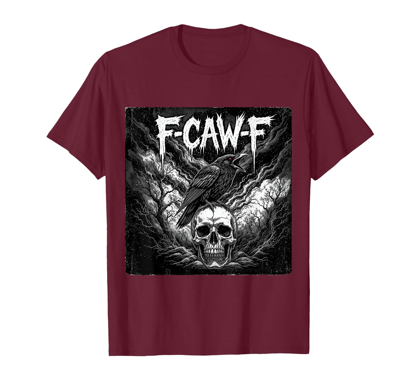 Black Crow, F-Caw-F Crow Skull Gothic Dark Art T-Shirt