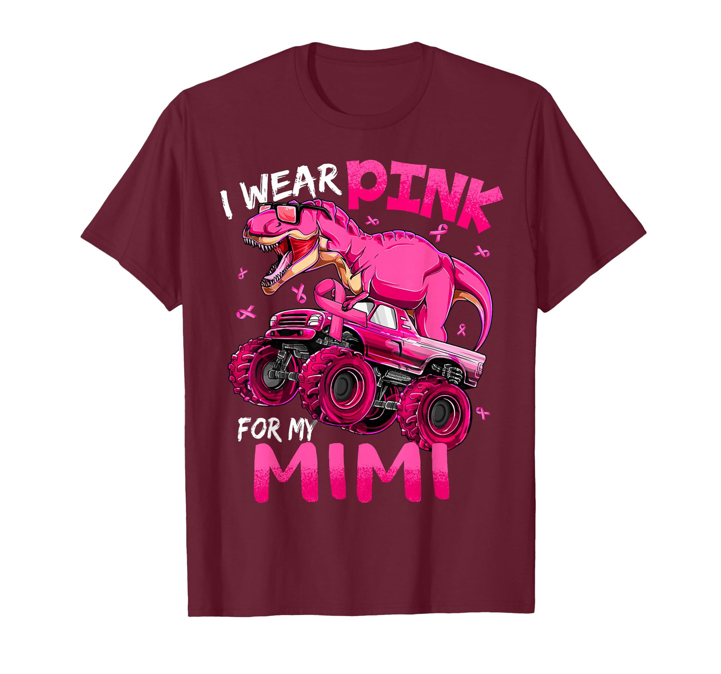 I Wear Pink For My Mimi Breast Cancer Awareness Dinosaur T-Shirt