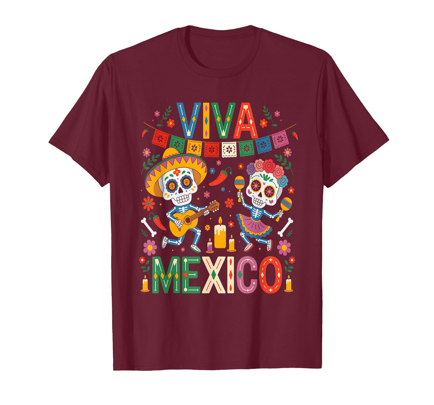 Viva Mexico Skeleton Fiesta Shirt Mexican Independence Kids T-Shirt