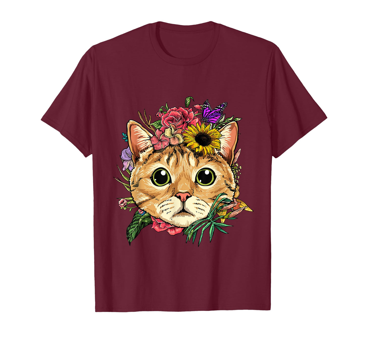 Floral Cat Spring Nature Cat Lovers T-Shirt