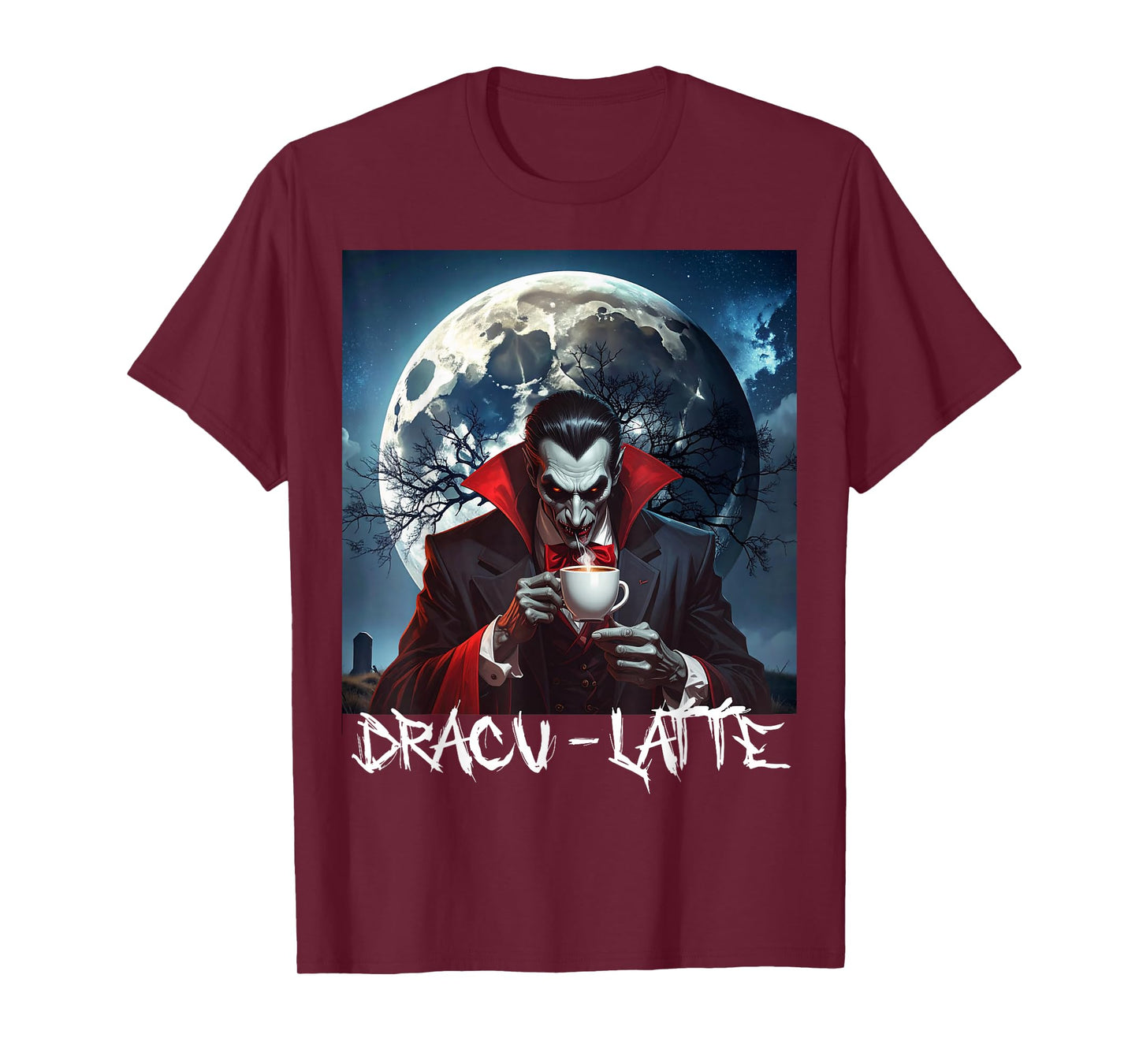 Scary Spooky Vampire Coffee Lover Halloween Gothic T-Shirt