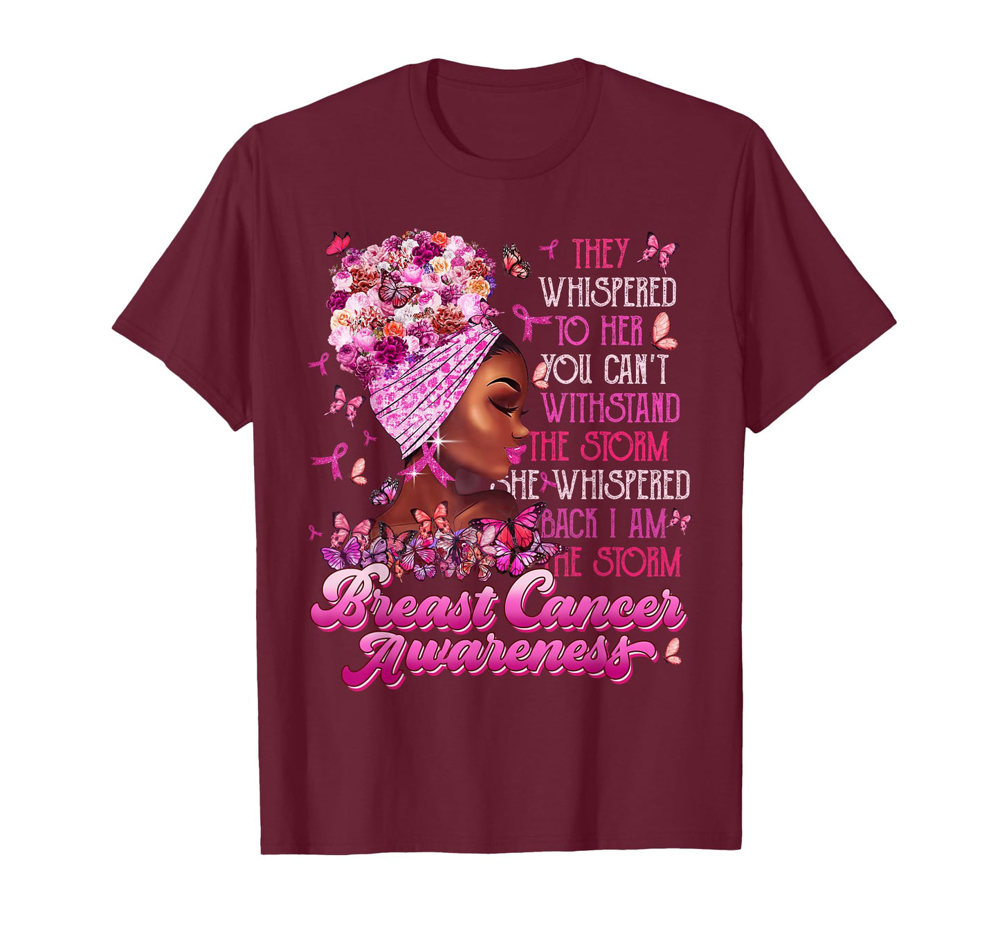 I'm The Storm Black Women Breast Cancer Survivor Pink Ribbon T-Shirt