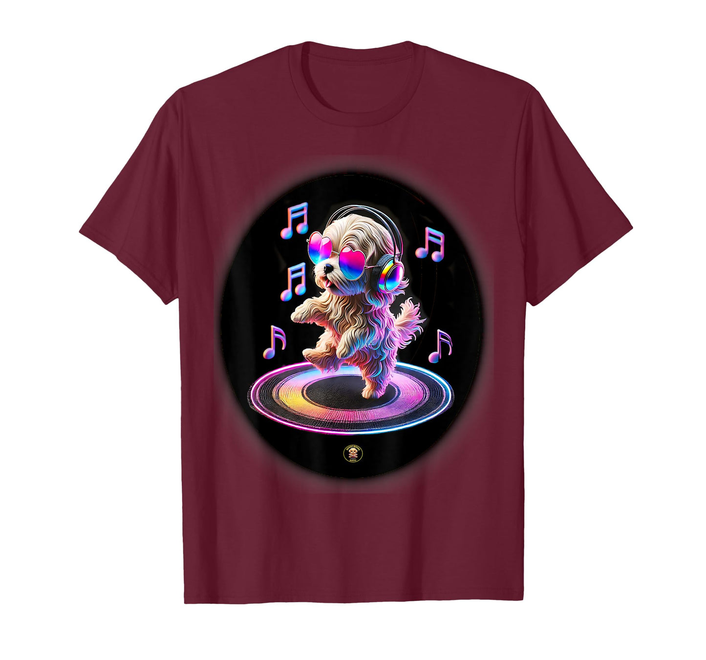 Adorable Dancing Dog with Glasses and Earphones - Dog Lovers T-Shirt