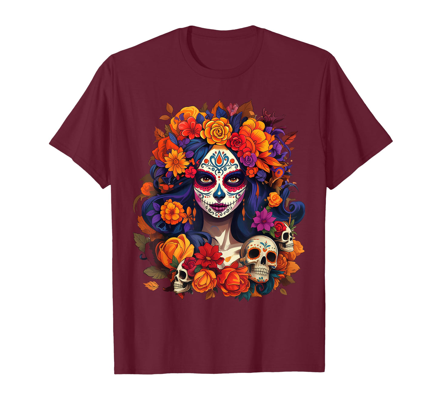 De Los Muertos La Catrina Day of The Dead Sugar Skull Women T-Shirt