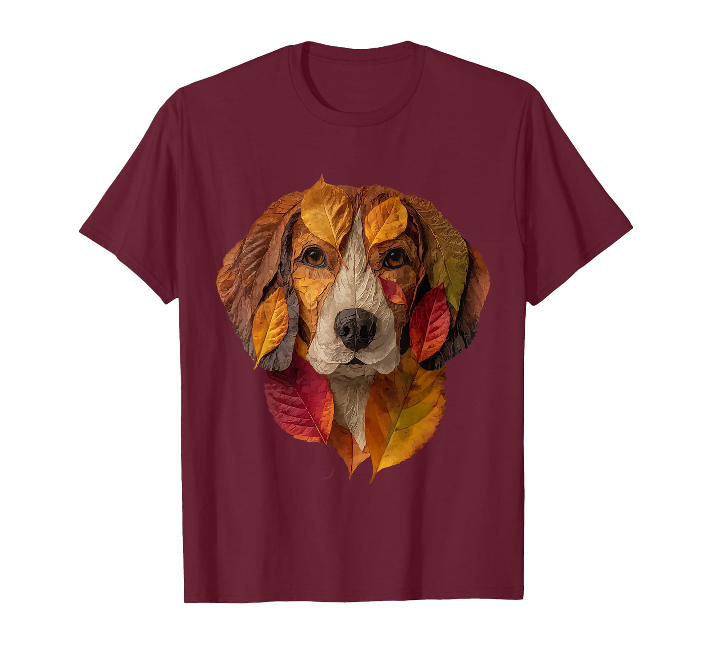 Beagle Autumn Leaves Animal Art Artistic Dog Fall Aesthetic T-Shirt