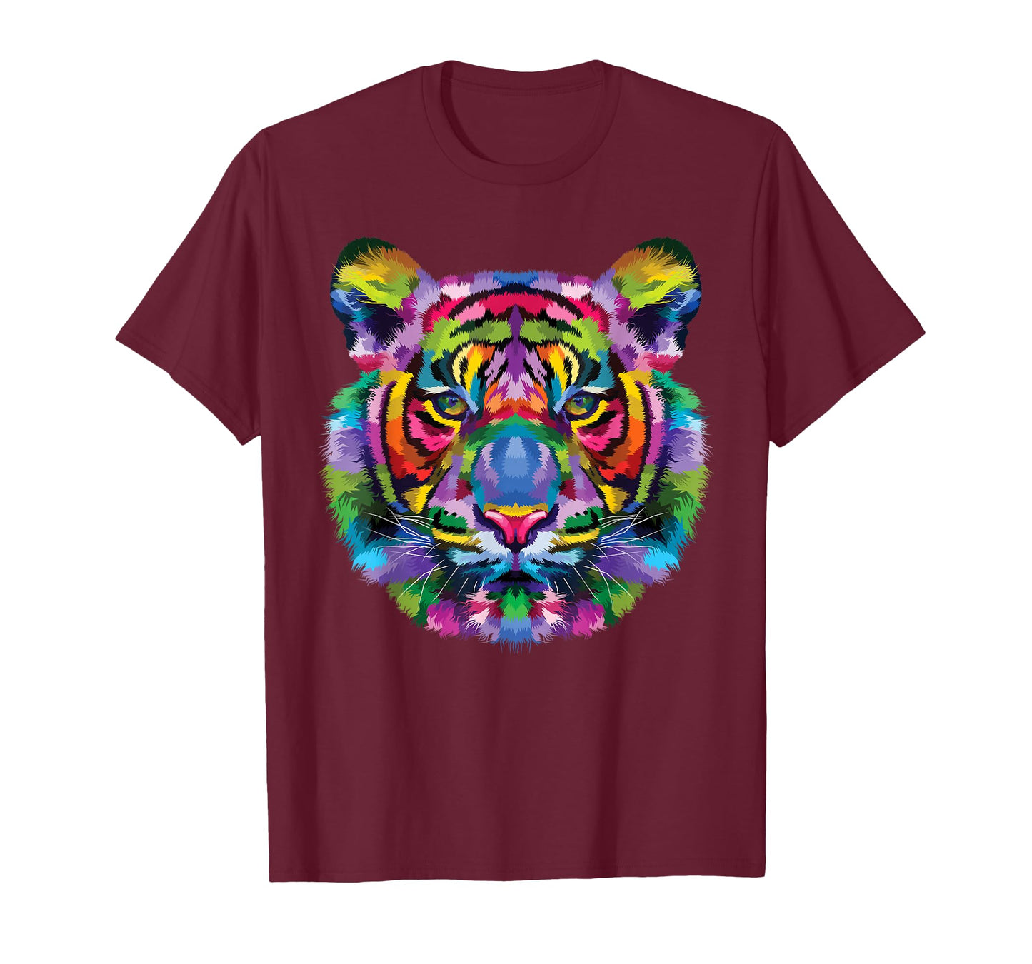 Rainbow Tiger Head Vibrant Royalty Colorful Tiger T-Shirt