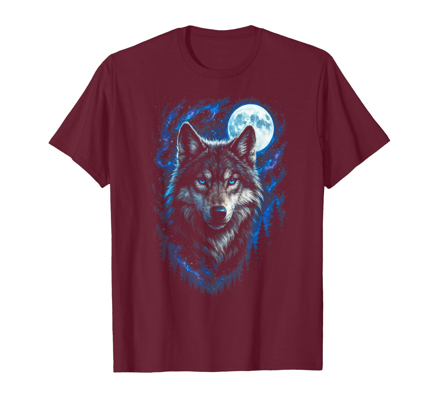 Wolf Nature Fantasy Night Wilderness Art T-Shirt