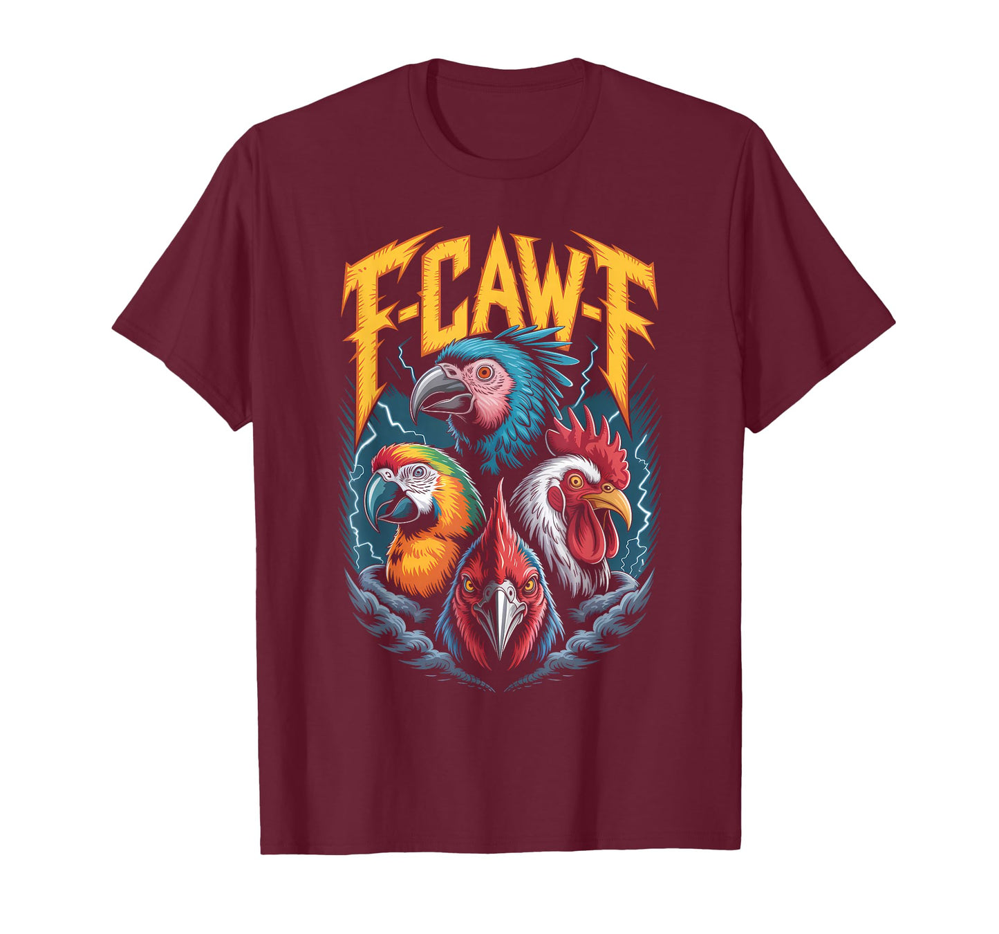 F-CAW-F Funny Gothic Bird Parrot, Crow, Rooster Sound Meme T-Shirt