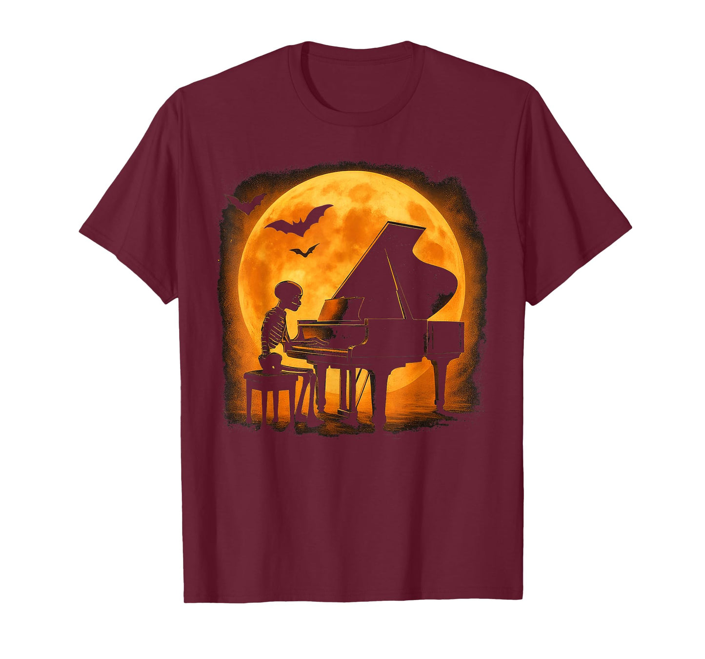 Skeleton Playing Piano Halloween Pianist Musician T-Shirt