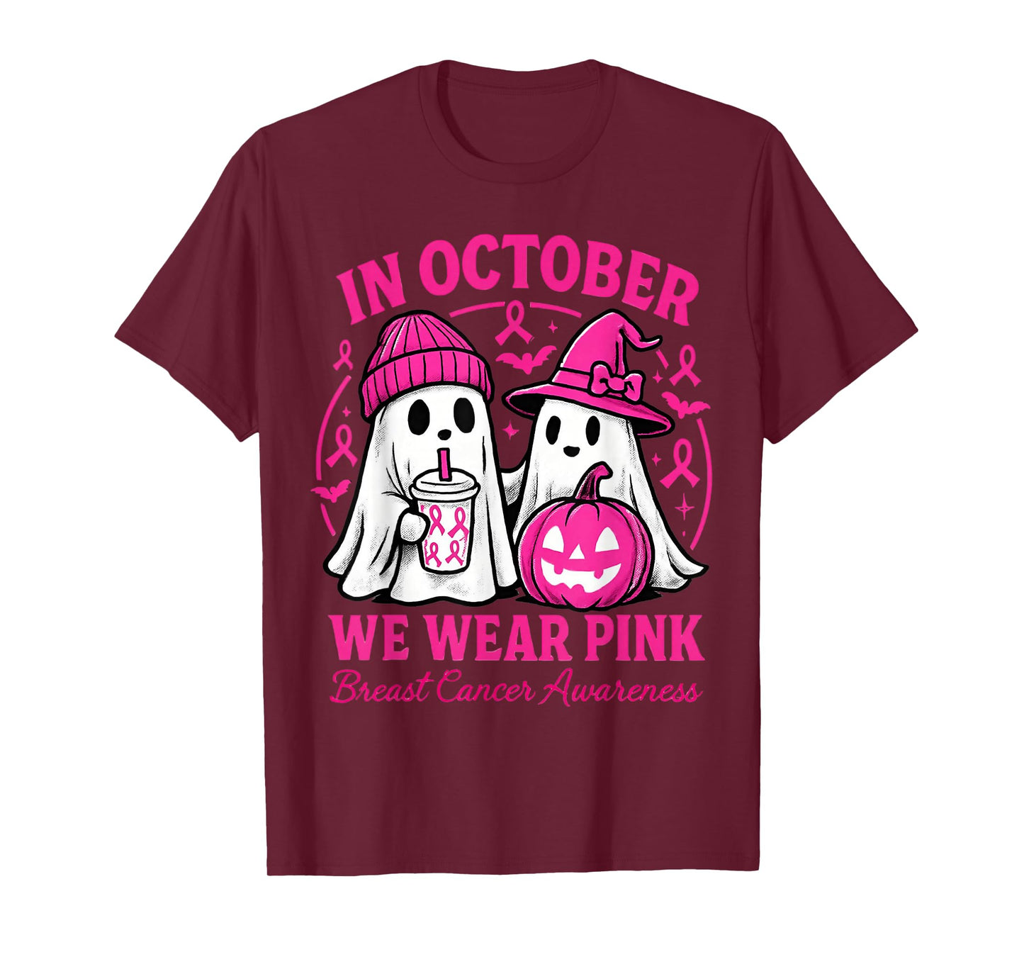 Breast Cancer Halloween Women in October We Wear Pink T-Shirt