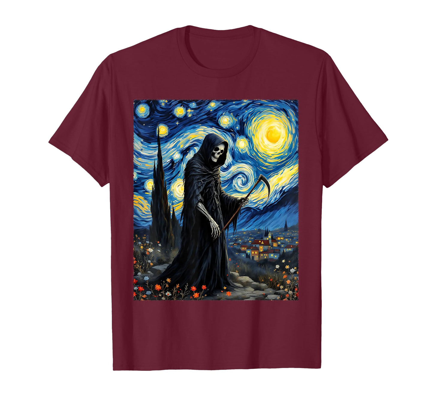 Van Gogh Grim Reaper Halloween Gothic Party Costume T-Shirt