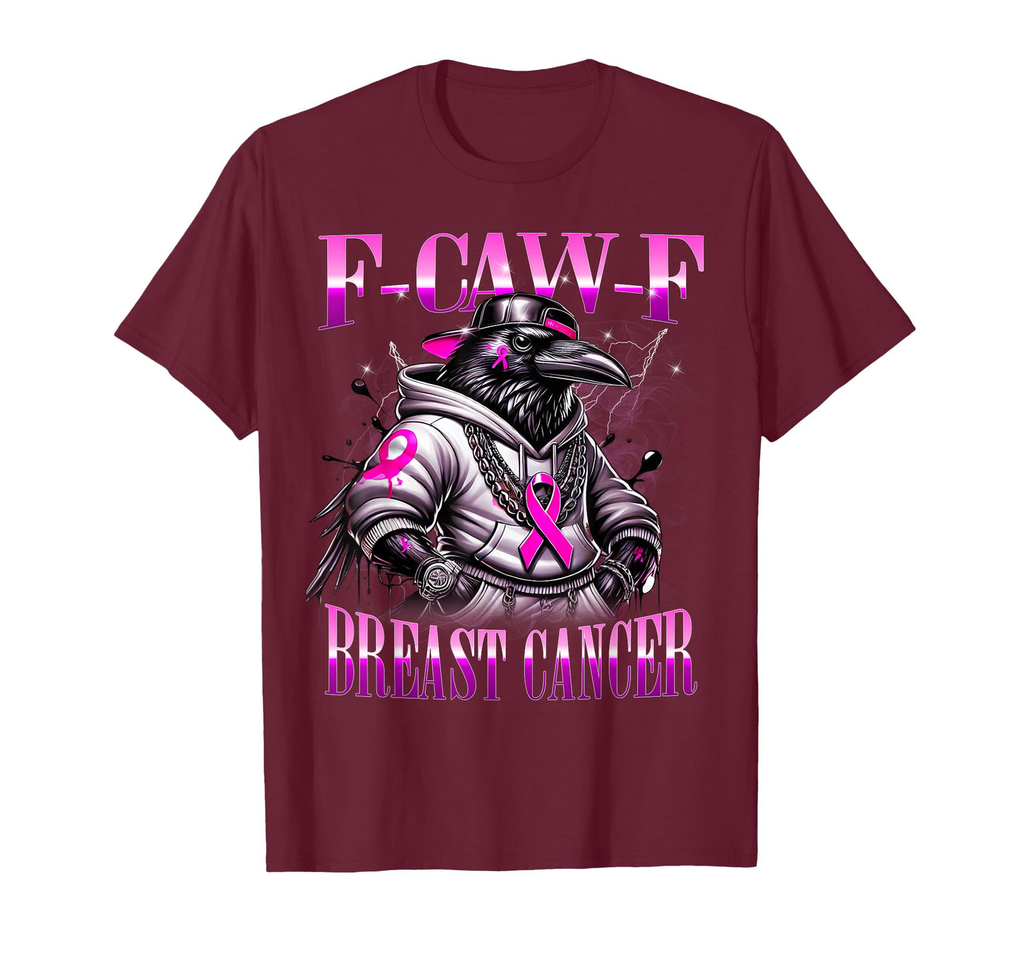 F Caw F Raven Pink Ribbon Cancer Awareness Urban Art T-Shirt